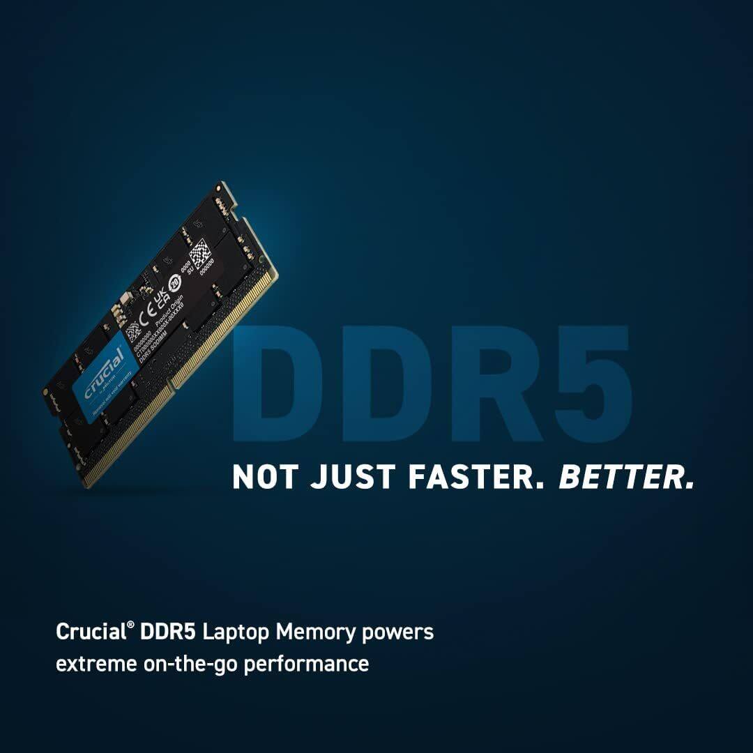 - a 00000O as Origin 3 nO I AURICION EA03 crucial DDR5 NOT JUST FASTER. BETTER. Crucial DDR5 Laptop Memory powers extreme on-the-go performance