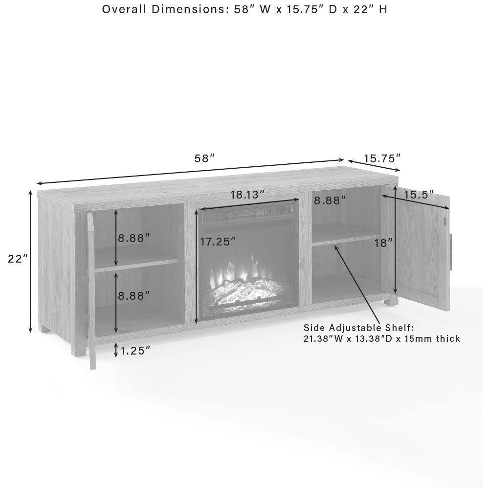 Overall Dimensions: 58" W x 15.75" D x 22" H

Side Adjustable Shelf: 21.38" W x 13.38" D x 15mm thick