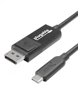 Plugable - USB-C to DisplayPort Cable, 6ft, 4K@60Hz, Bi-Directional, Thunderbolt & USB-C Compatible, Driverless - Black