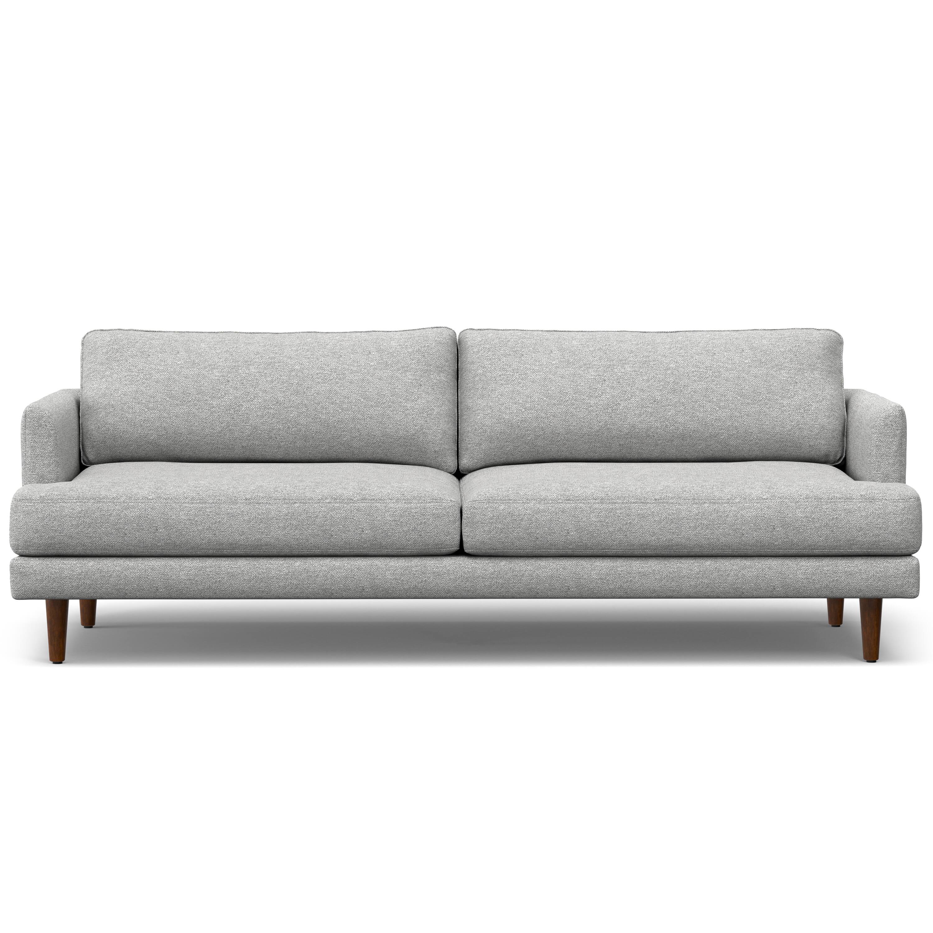 Front. Simpli Home - Livingston 90 inch Wide Mid-Century Modern Sofa in Mist Grey Woven-Blend Fabric - Mist Grey.