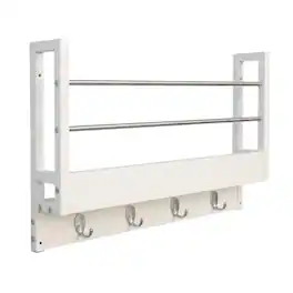 JJS - Floating Book Shelf Coat Rack - White