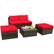 Front. Costway - 5PCS Patio Rattan Wicker Furniture Set Armless Sofa Cushioned - Red.