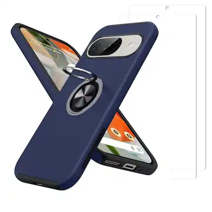 Front. Entronix - Entronix Pixel 9 Bundle: 360º Circular Ring Gripstand & 2 Clear Screen Protectors - Blue.