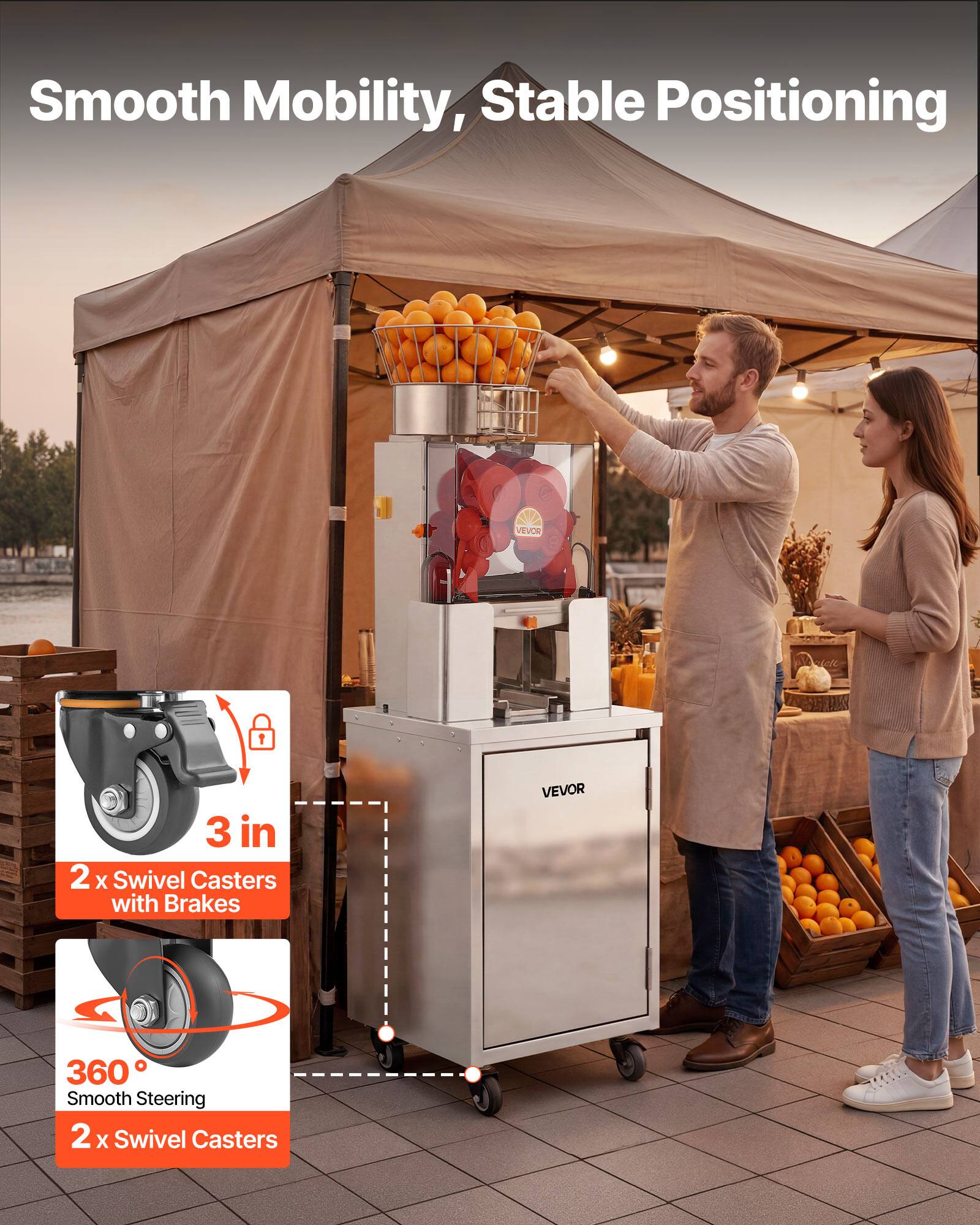 Smooth Mobility, Stable Positioning

VEVOR 3 in 2 X Swivel Casters with Brakes

VEVOR 360 Smooth Steering

2 X Swivel Casters