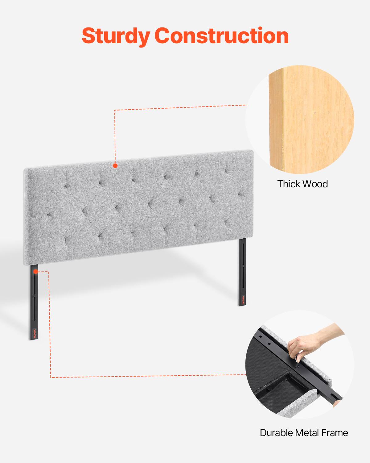 Sturdy Construction

- Thick Wood
- Durable Metal Frame