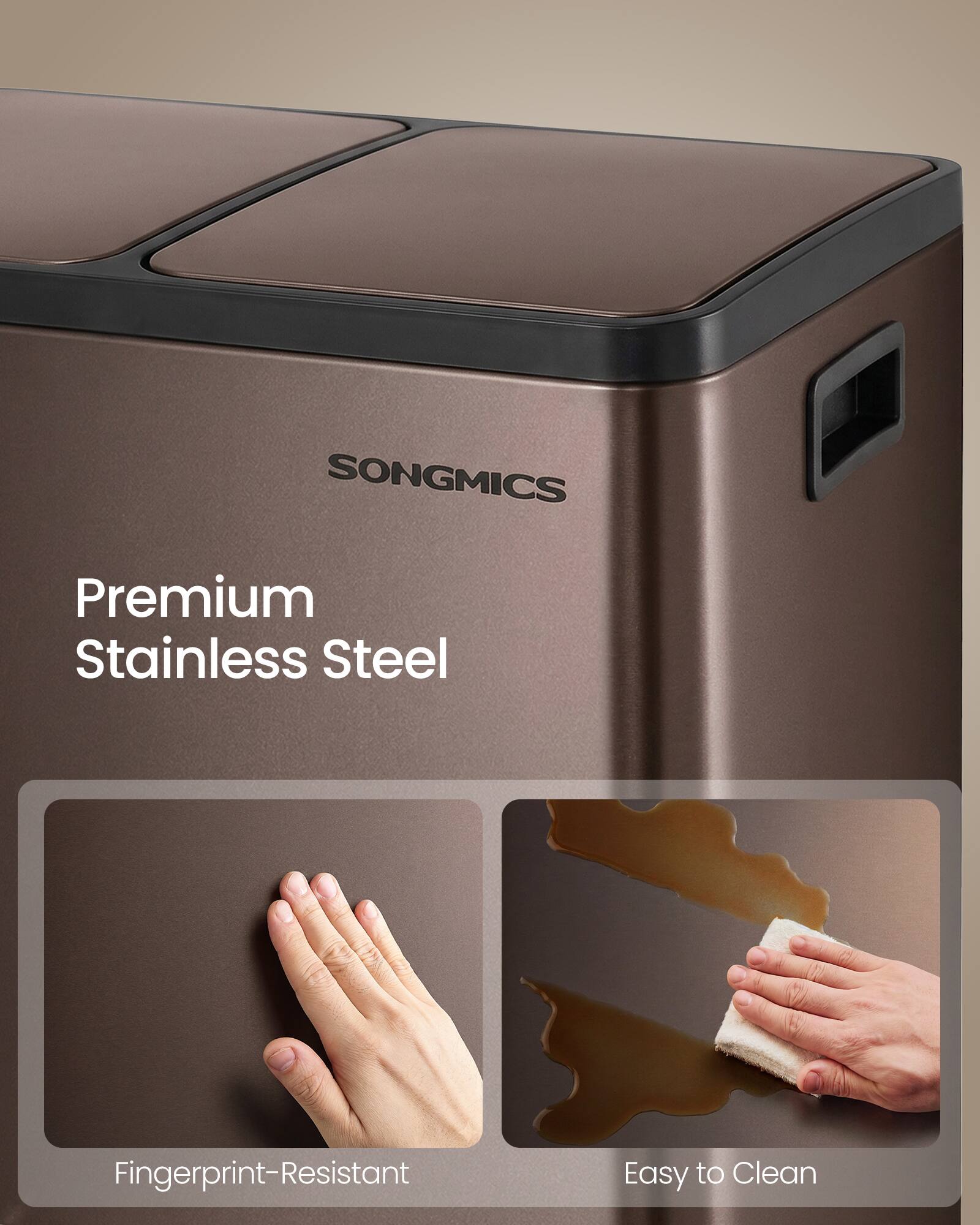 SONGMICS Premium Stainless Steel Fingerprint-Resistant Easy to Clean