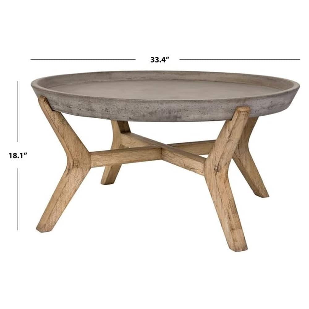 Safavieh - Outdoor Collection Wynn Modern Concrete Round 18.1-inch Coffee Table - Gray