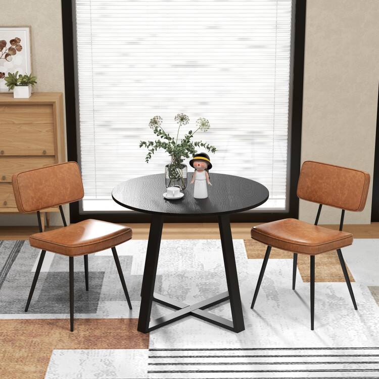 Back. SlickBlue - Dining Chair Pair with Padded Back and Comfortable Cushioned Seat - Brown.