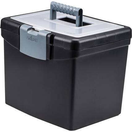 Front. Storex - Storex Portable File Storage Box with XL Lid Letter 8.50" x 11" Clamping Latch Closure Black For Folder Recycled 1 Each.