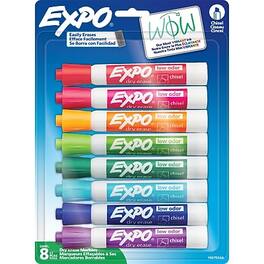 Expo - Dry Erase Markers, Chisel Tip, 8/Pack - Assorted Colors