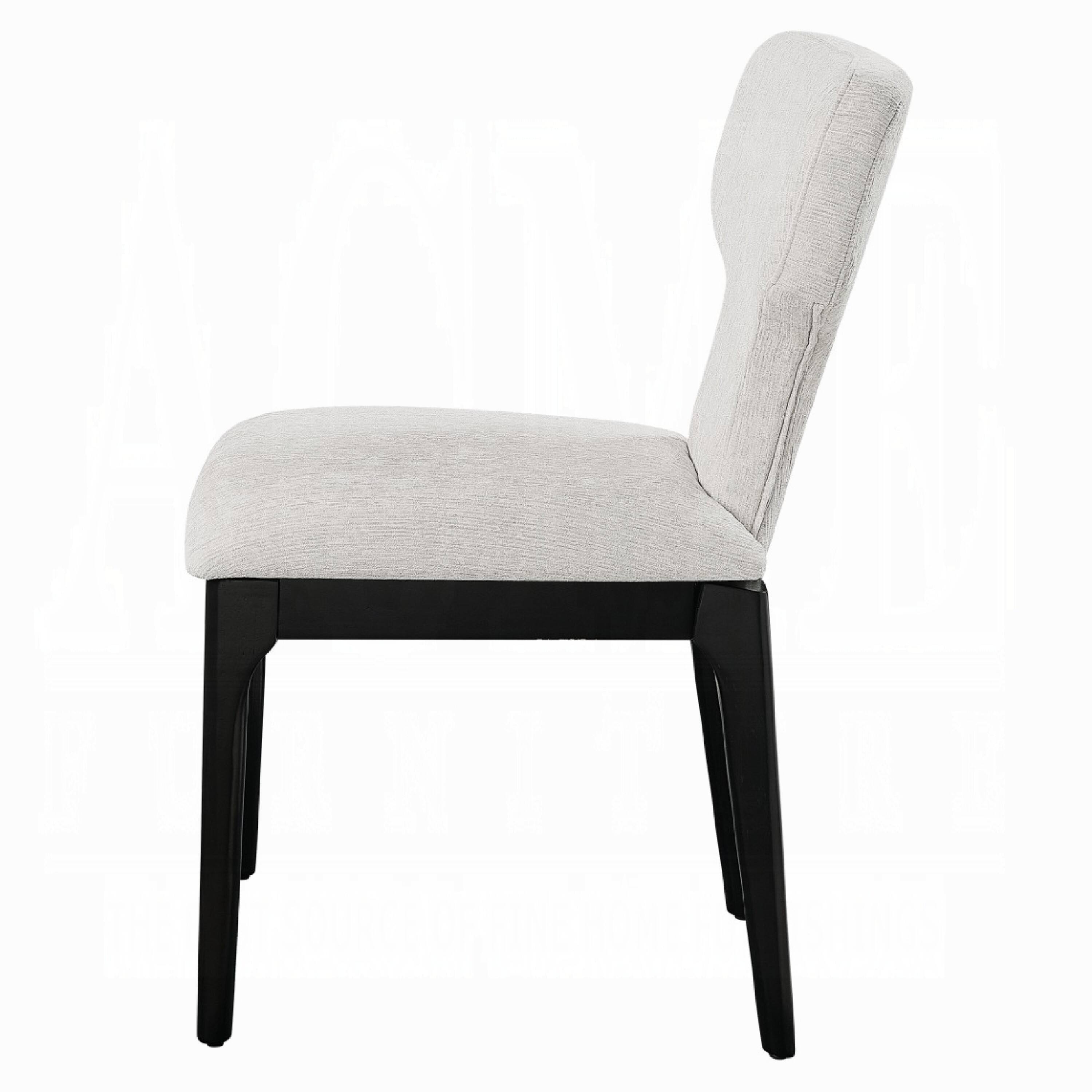 Back. Manhattan Lane - Mopa Side Chair Set of 2,  Chenille,  Wood Frame, Low Back - Light Gray, Black.