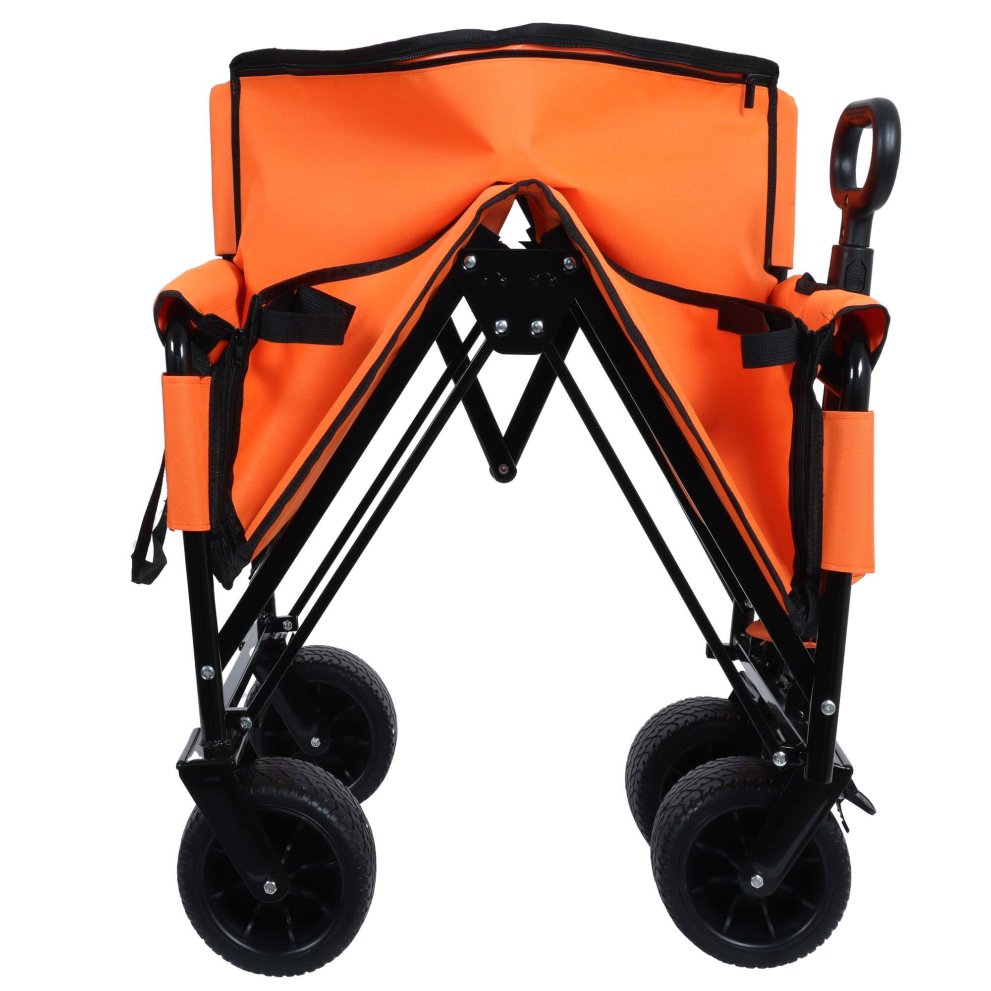 Alt View 7. Loheer - Loheer 3-in-1 Folding Wagon Cart with Seat, Heavy Duty Utility Wagon 500lbs Capacity All Terrain Beach Cart, Orange.