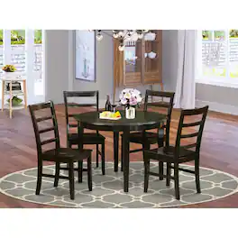 East West Furniture - 5 Pc Kitchen Table set-Dining Table and 4 dinette Chairs - Cappuccino