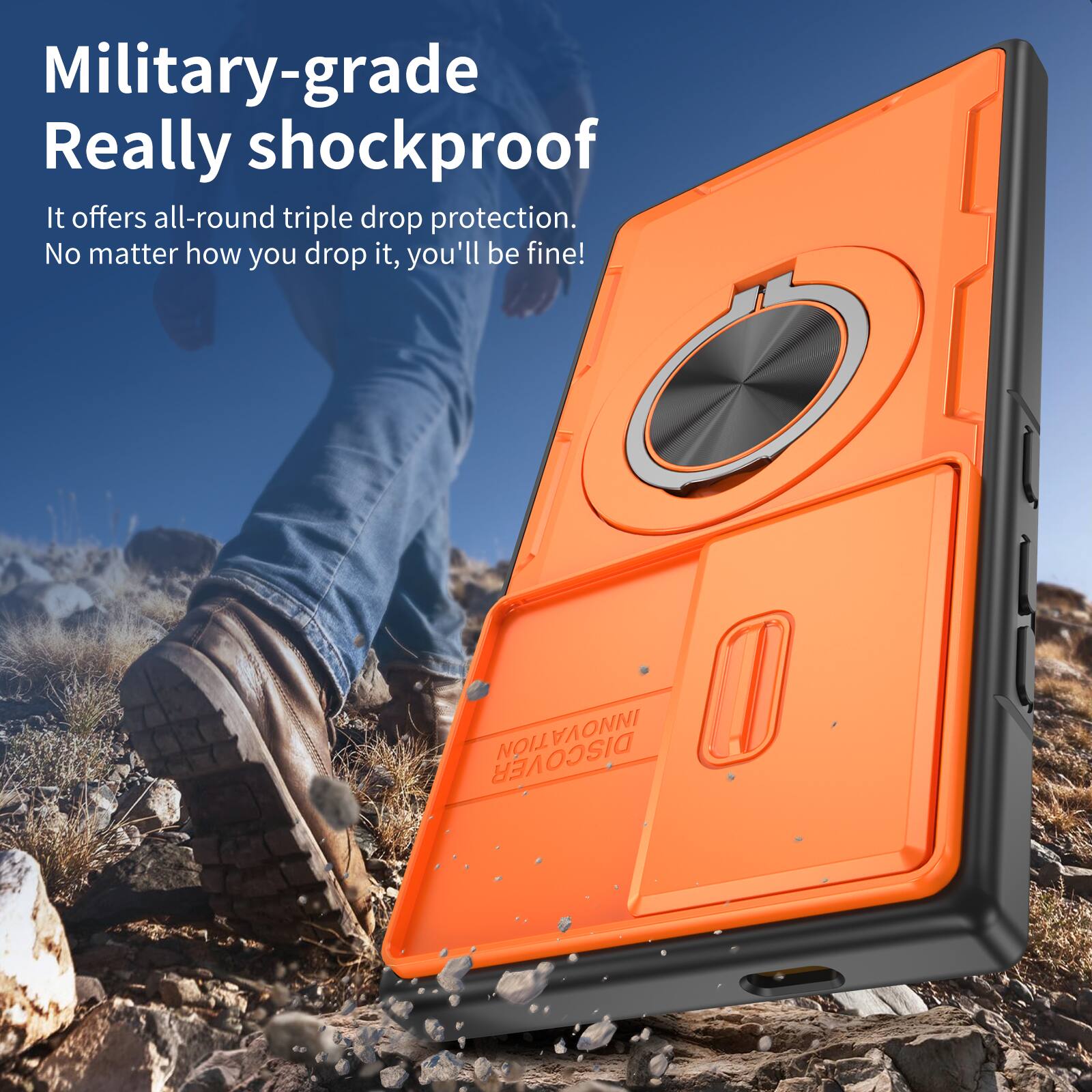 Military-grade Really shockproof.  
It offers all-round triple drop protection.  
No matter how you drop it, you'll be fine!