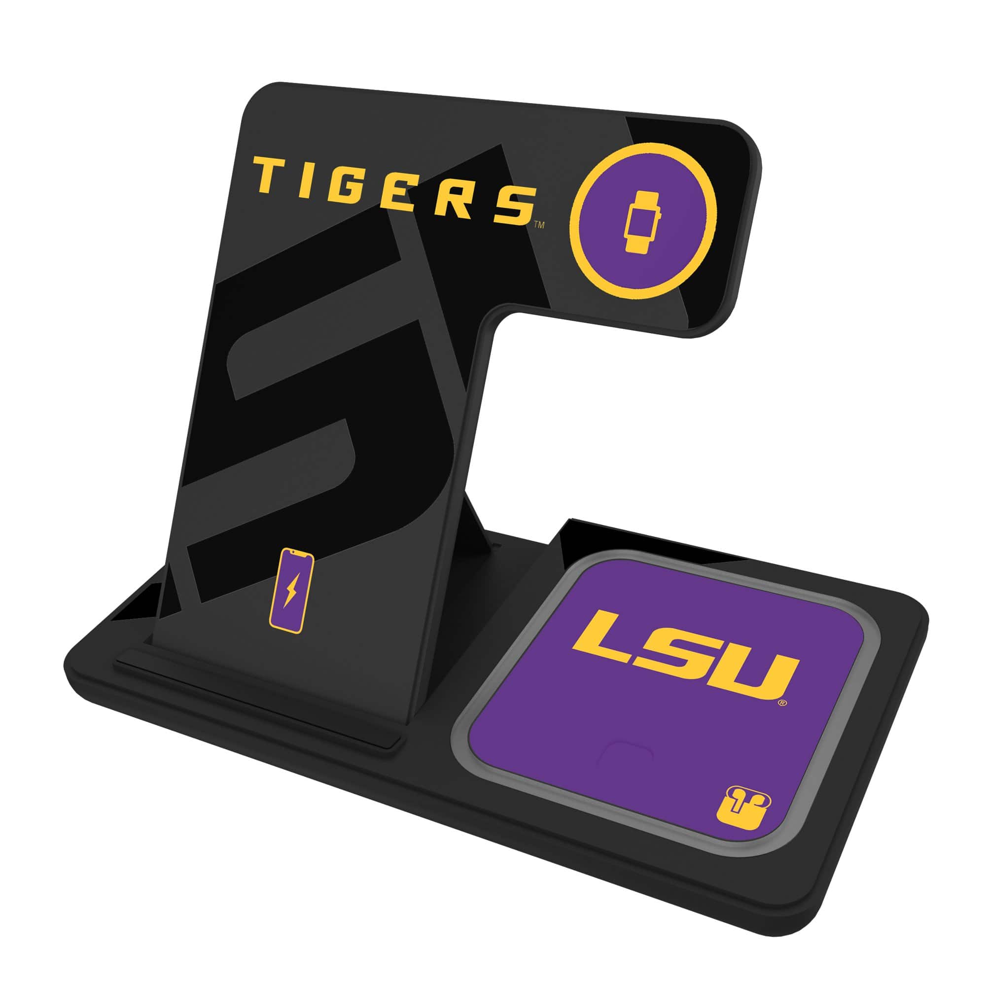 Keyscaper - LSU Tigers 3-In-1 Wireless Charger - Multicolor