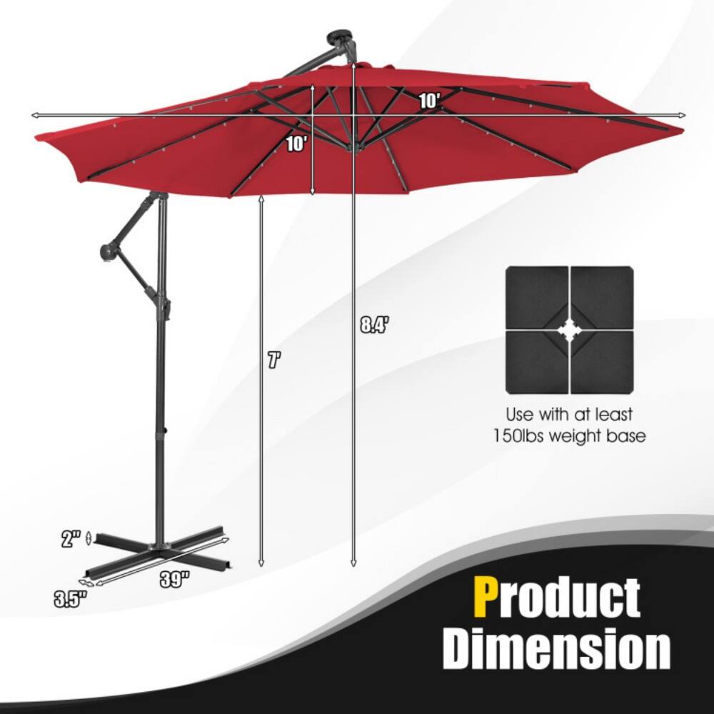 10' 10' T 8.4  
Use with at least 150lbs weight base  
2" 3.5" 39"  
Product Dimension