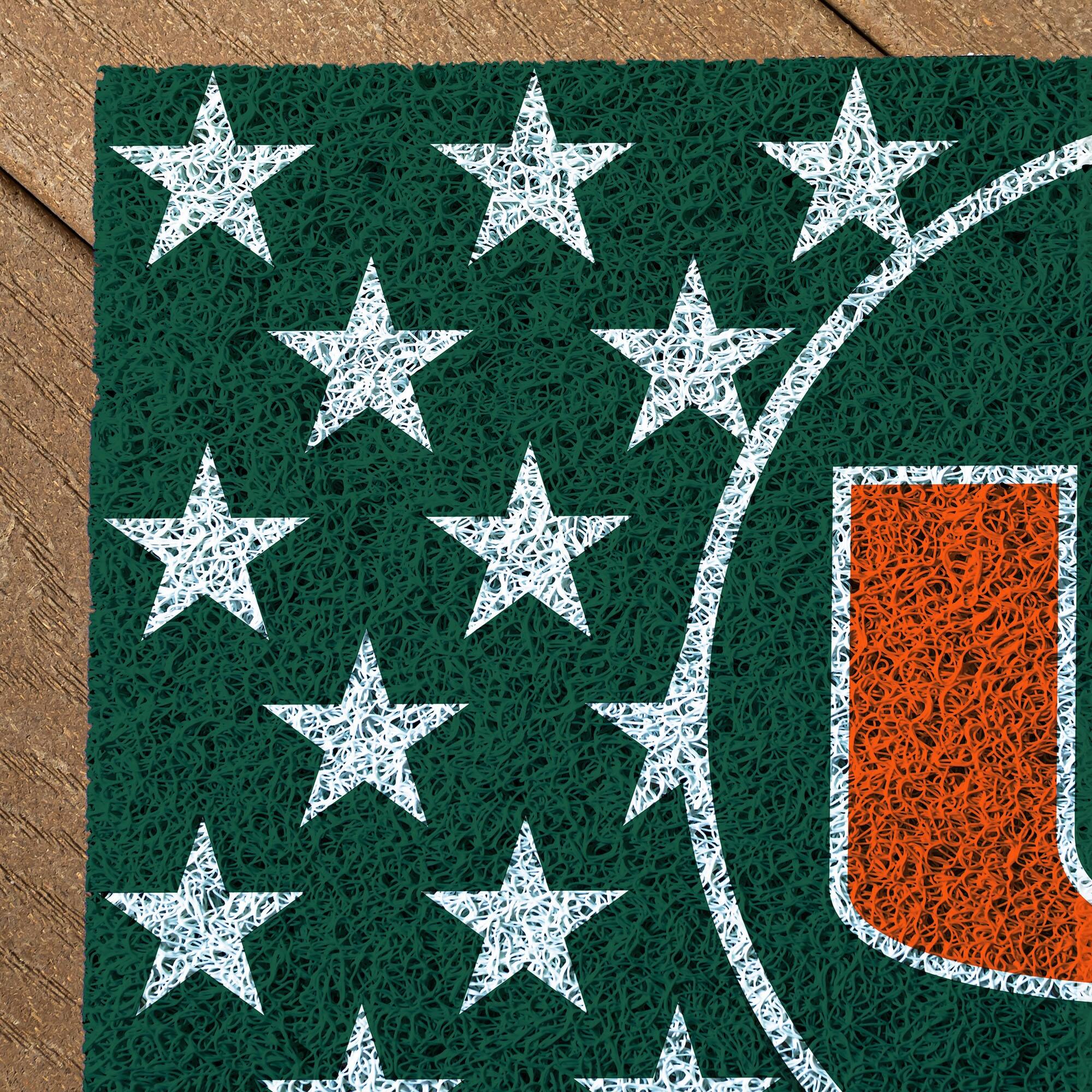 Alt View 2. Evergreen Enterprises - Miami Hurricanes 16" x 28" Stars & Stripes Patriotic Turf Mat - Multicolor.
