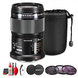 OM System - Olympus M.Zuiko Digital ED 60mm f/2.8 Macro Lens for Micro Four Thirds(Bundle) - Black