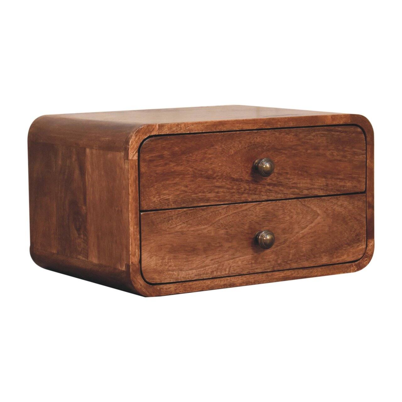 Left. Artisan Furniture - Artisan Furniture Solid Wood Honey Caramel Floating Bedside, 2 Drawer, Light Brown - Caramel.