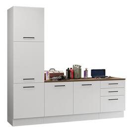Madesa - Garage Storage Cabinet Set 94"L Multiple Compartments Modular Pantry Base Cabinet - White