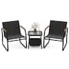 Front. Costway - Costway 3 PCS Patio Furniture Set with Breathable Mesh Fabric and Metal Frame Garden - Black.