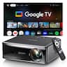 Aurzen - Google TV Smart Projector, 4K Supported Home Theater, 1000 ANSI Lumens, 20W Dolby Audio, MEMC Tech, Fully Automatic - Black