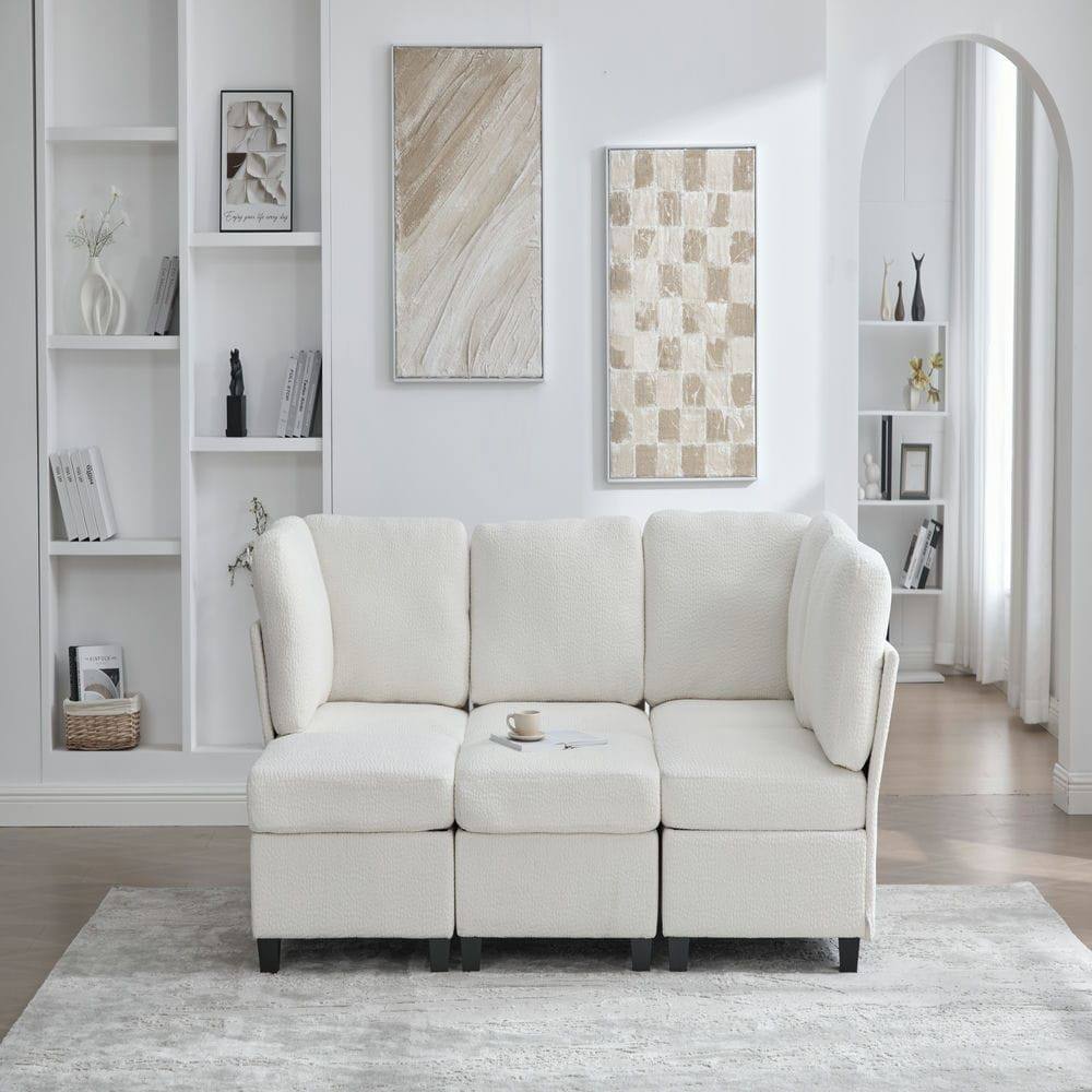 Alt View 8. Resenkos - U-Shaped 6-Seat Sectional, Oversized Modular Design with Chaise and Storage Ottoman, Beige - Beige.