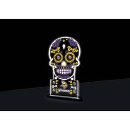 Evergreen Enterprises - Minnesota Vikings 10" LED Tabletop Sugar Skull Halloween Desklite Sign - Multicolor