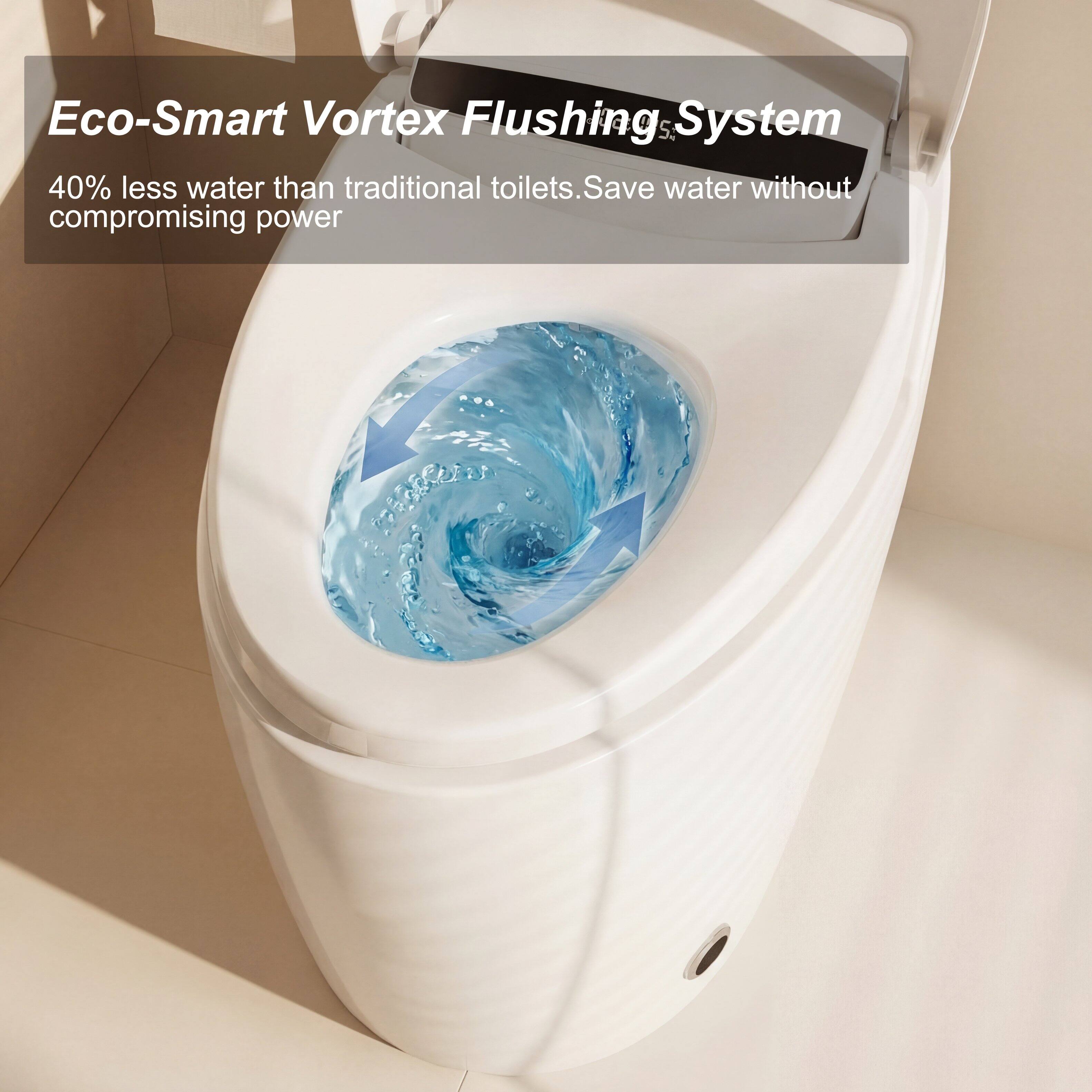 Eco-Smart Vortex Flushing System  
40% less water than traditional toilets. Save water without compromising power