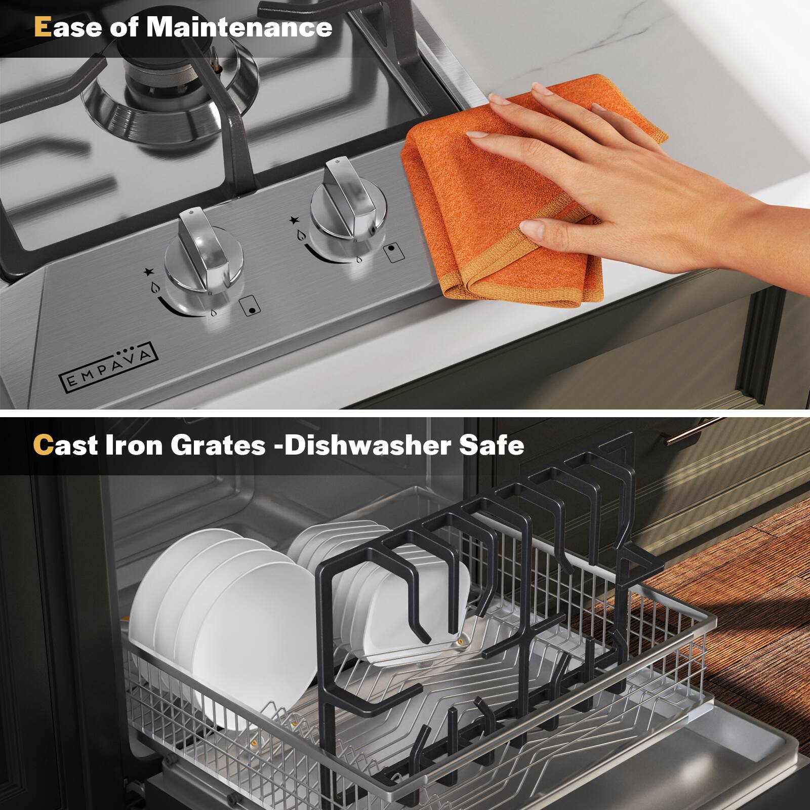 Ease of Maintenance

Cast Iron Grates - Dishwasher Safe