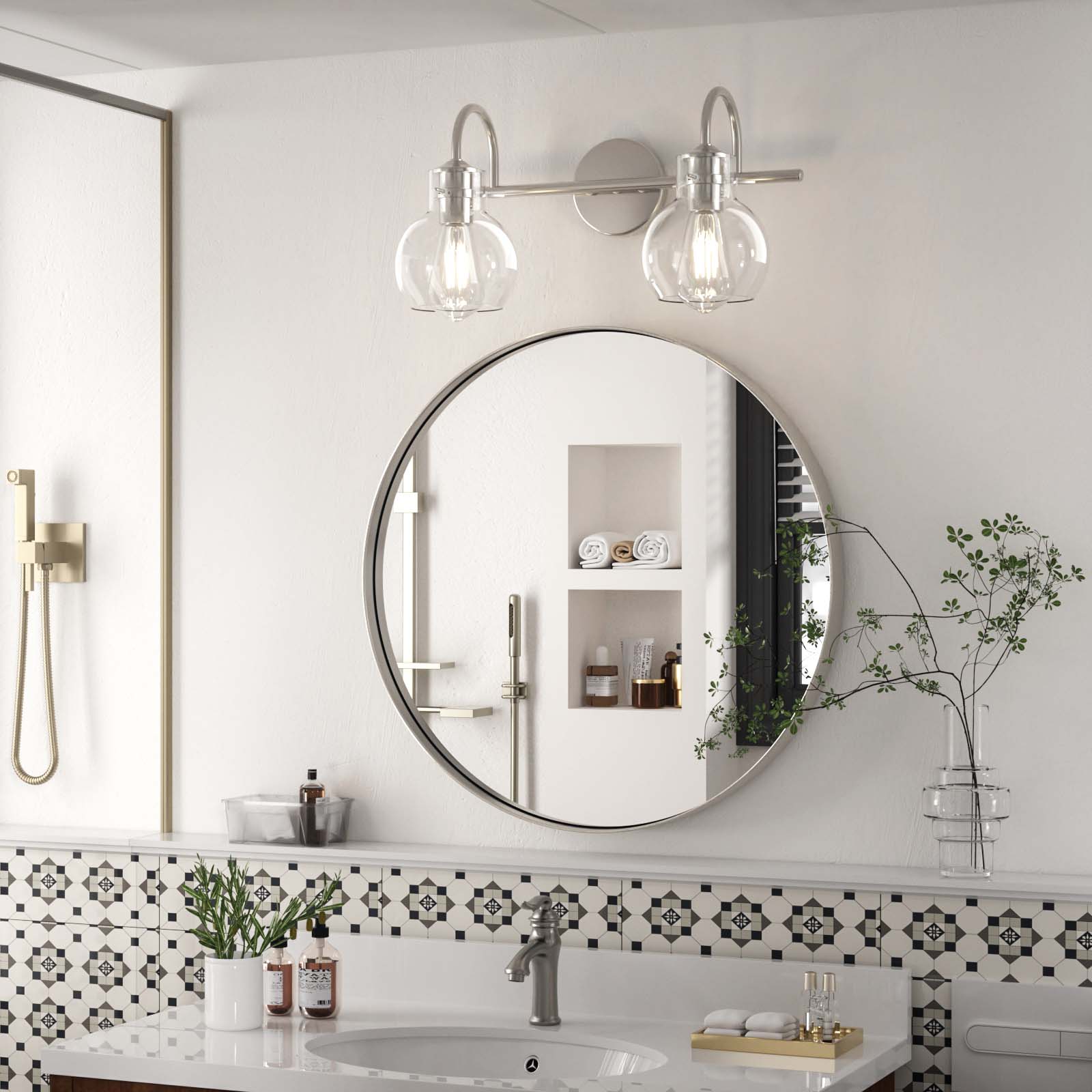 Alt View 5. PAIHOME - 2-Light Bathroom Light Fixtures, 11" Modern Vanity Lights with Clear Glass Shade, Bathroom Wall Lamp, E26 Base UL Listed - Silver.