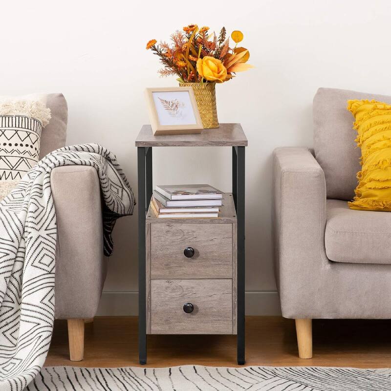 Alt View 2. Cleave Techs Inc - Narrow Side Table With Drawers - Brown.