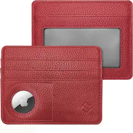 Kitcheniva - RFID Blocking Credit Card Holder Wallet With AirTag Case Holder Poppy - Red