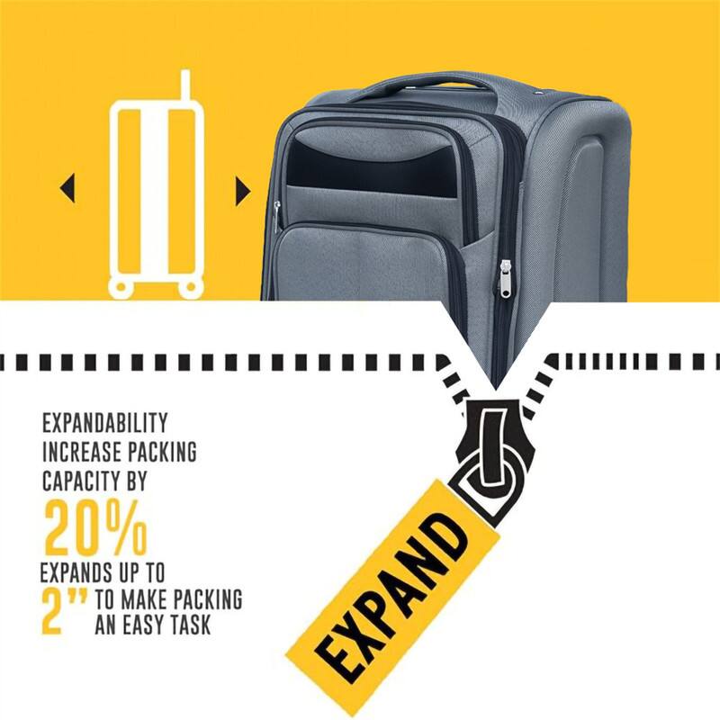 EXPANDABILITY INCREASE PACKING CAPACITY BY 20% EXPANDS UP TO 2" TO MAKE PACKING AN EASY TASK