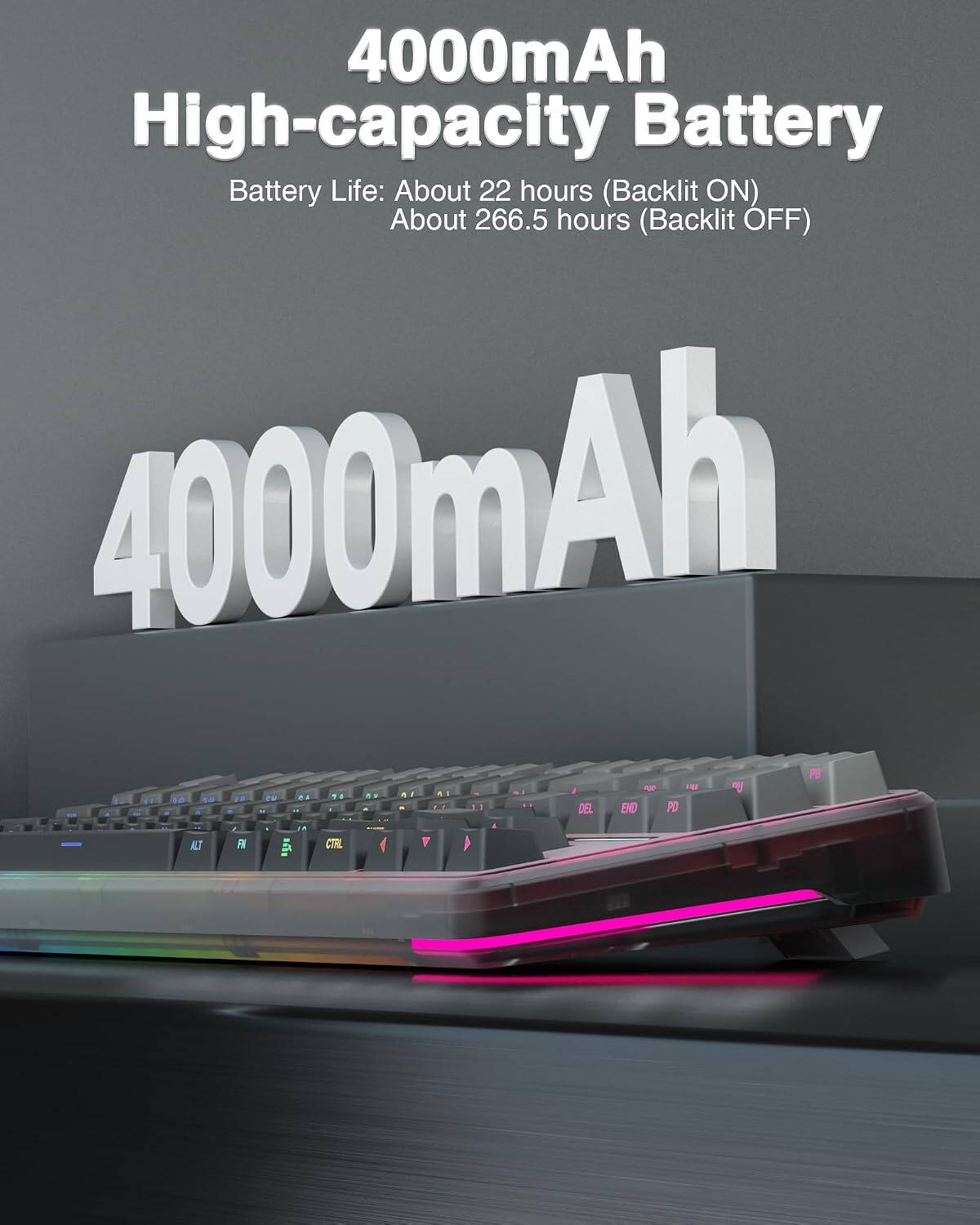 4000mAh High-capacity Battery  
Battery Life: About 22 hours (Backlit ON)  
About 266.5 hours (Backlit OFF)