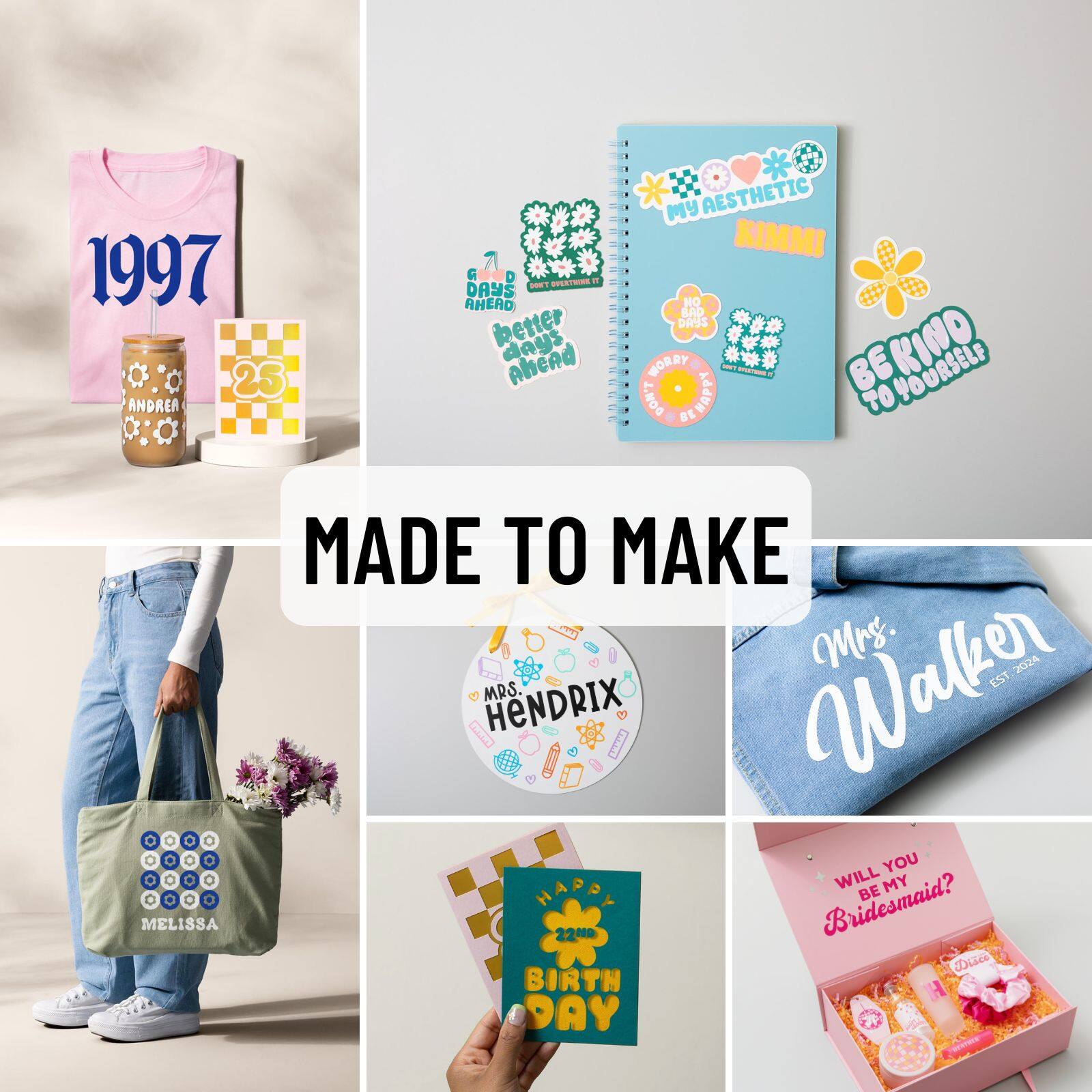 1997
ANDREA
25
DAYS AHEAD
better days
MY AESTHETIC
KIMMI
NO ILRD DArSS
WORRY
BE KIND TO YOURSELF
MELISSA
MADE TO MAKE
MRS. HENDRIX
2024
Walker
EST
MRS. WALKER
WILL YOU BE MY BRIDESMAID?
HAPPY BIRTHDAY 22