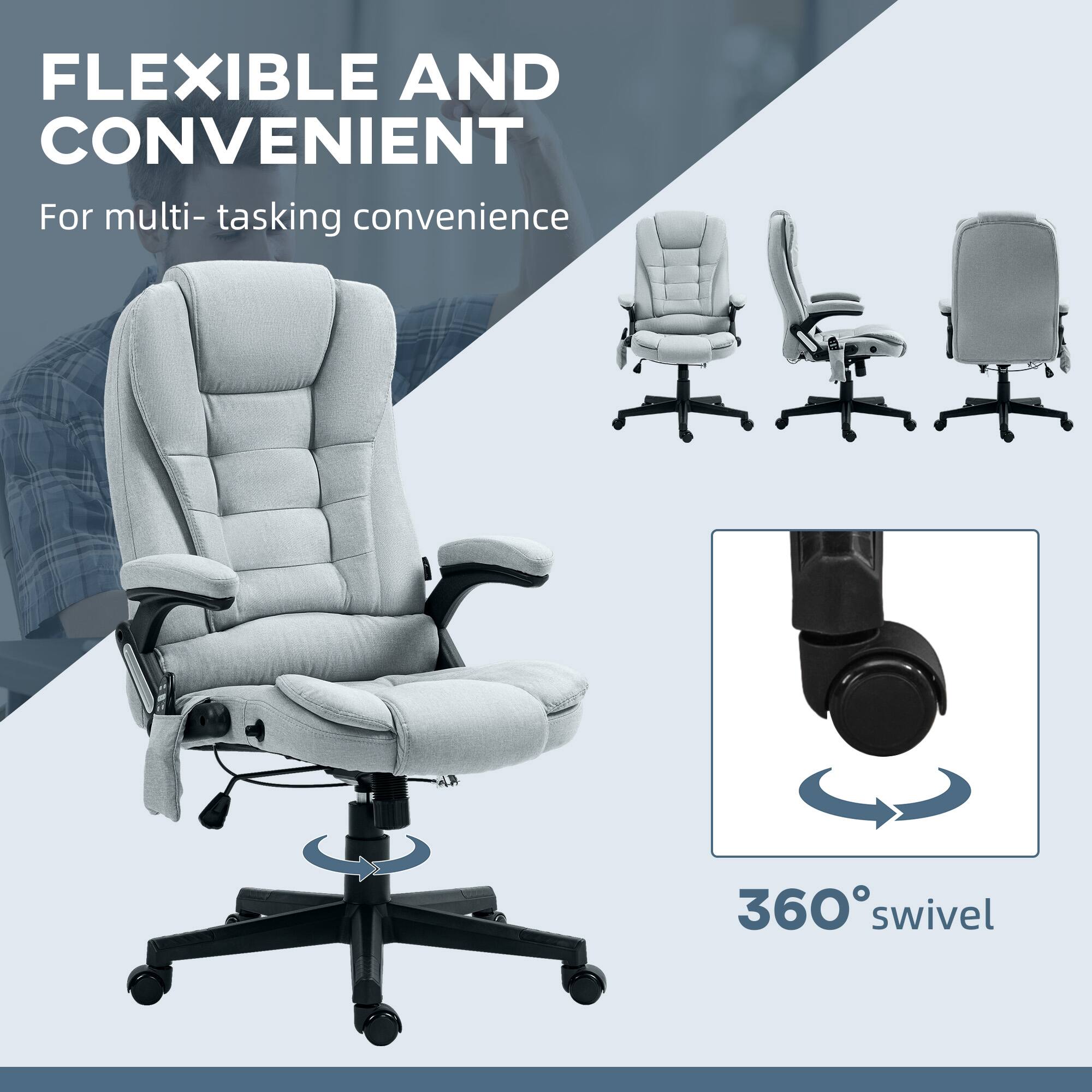 FLEXIBLE AND CONVENIENT  
For multi-tasking convenience  

360° swivel