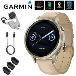 Garmin - Venu 4, 41mm Smartwatch Lunar Gold with Bone Band + Accessories Bundle - Lunar Gold|Light Sand - (2025)