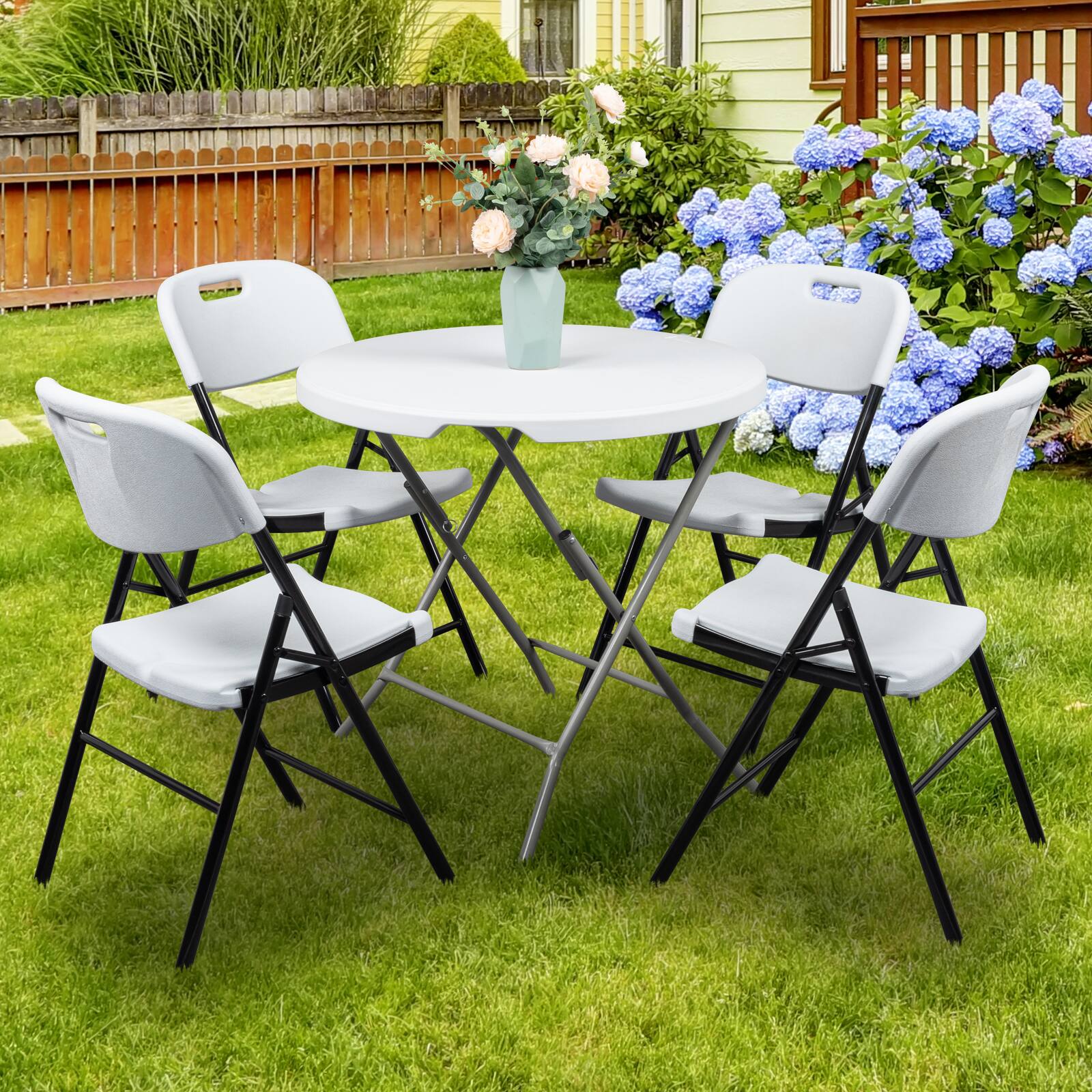 Alt View 7. Winado - 4 PCS Commercial Contoured In/Outdoor Portable Plastic Folding Chairs Steel Frame - White.
