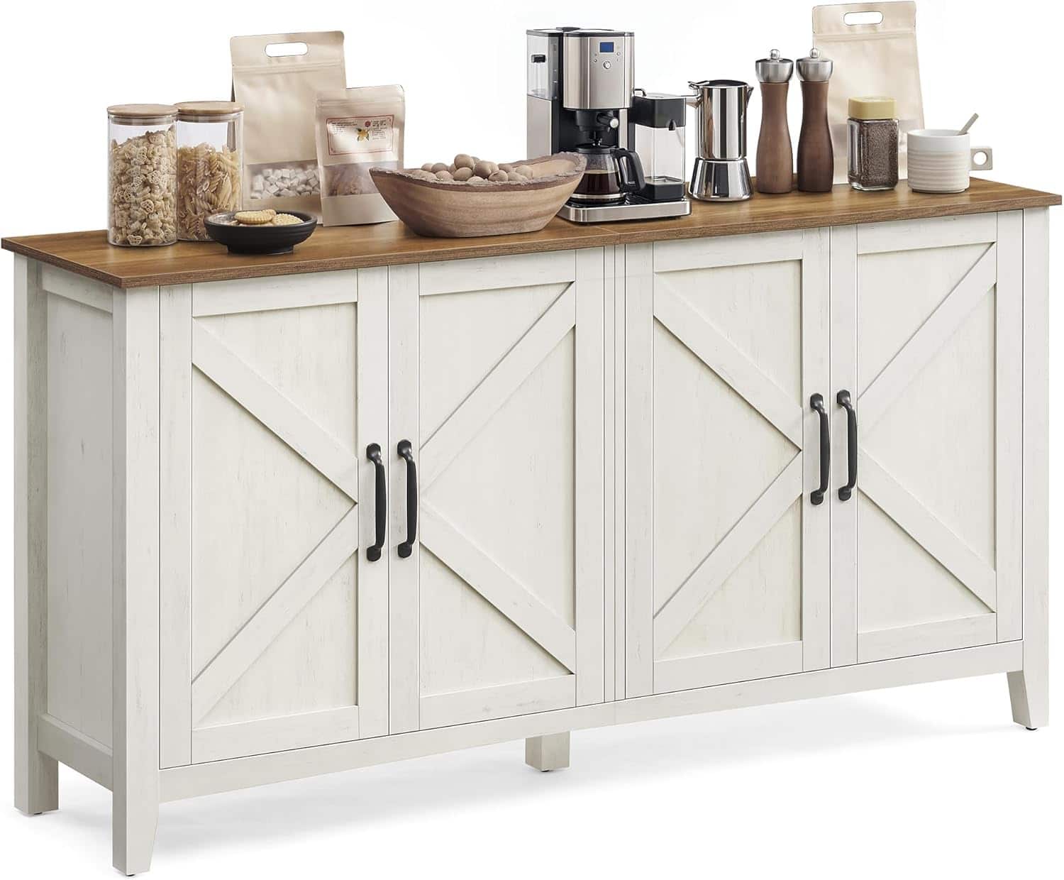 Photos - Storage Сabinet Songmics Home - Buffet Storage Cabinet with Adjustable Shelves - White LSC381W01 