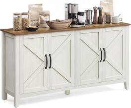 Songmics Home - Buffet Storage Cabinet with Adjustable Shelves - White