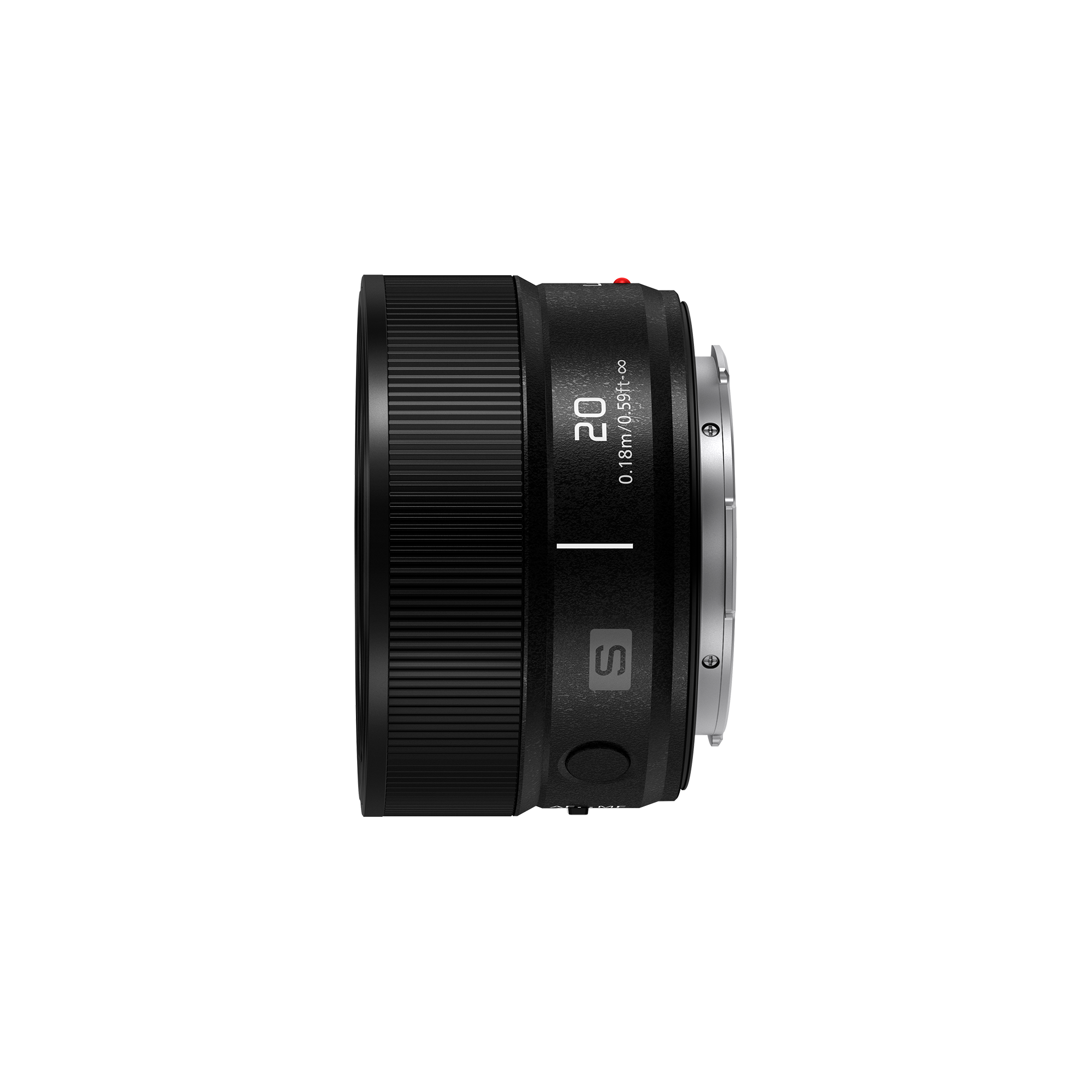 Left. Panasonic - LUMIX S Series Camera Lens - 20mm F2.5 Compact Prime L-Mount Lens - Silver.