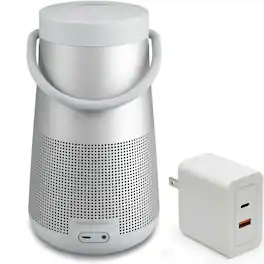 Bundle - Bose - SoundLink Revolve+ (Series II) Bluetooth Speaker with Fast Charger, Portable Speaker with Mic - Silver
