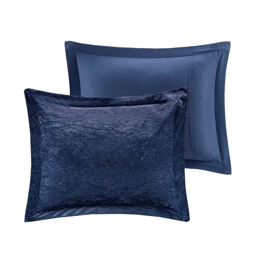 Alt View 4. Gracie Mills - Gracie Mills Andrea Velvet Comforter Set with Throw Pillow - Navy.