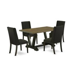East West Furniture - 5-Piece kitchen table set Included 4 kitchen parson chairs Upholstered Seat and Stylish Chair Back - Multi-Color