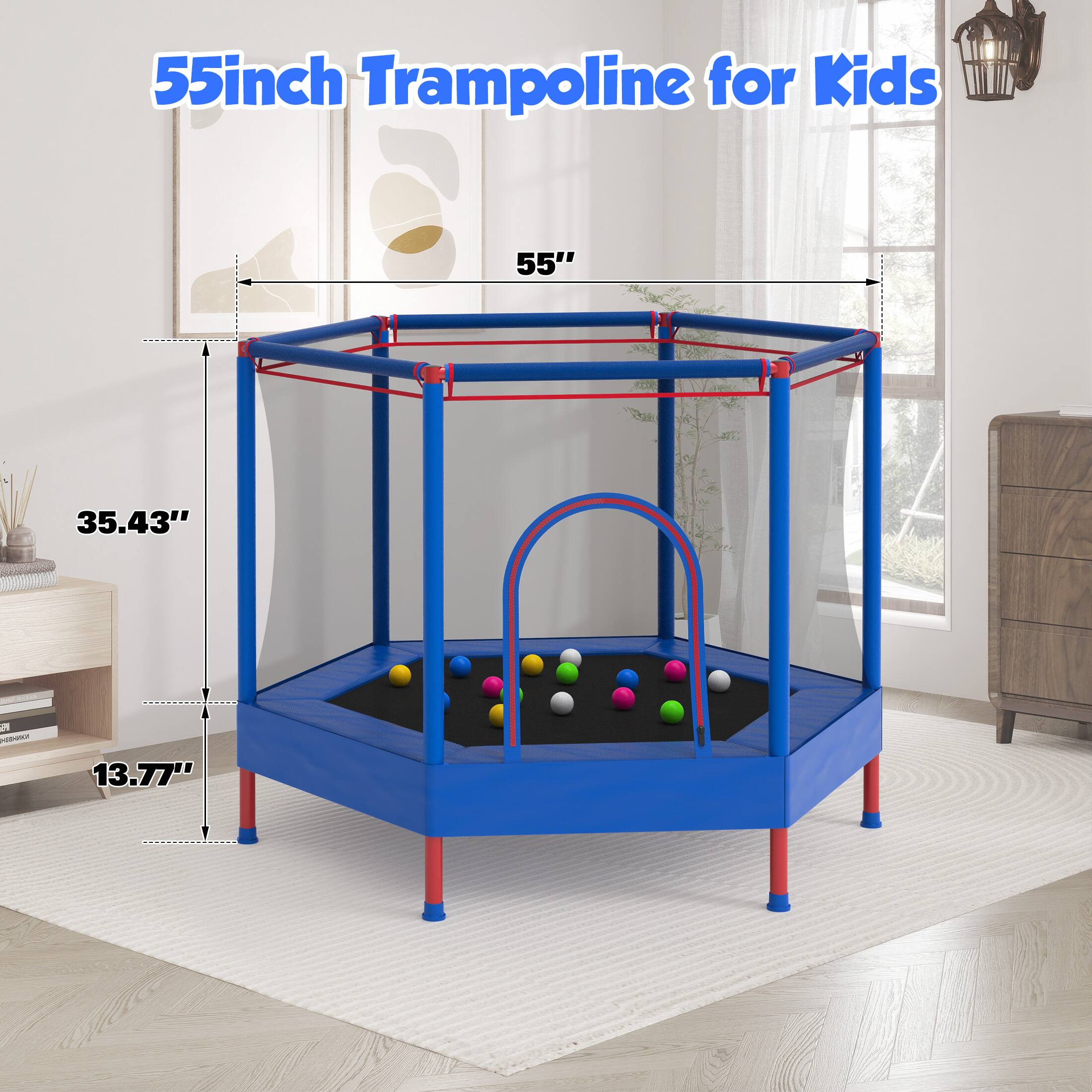 55inch Trampoline for Kids

55"  
35.43"  
13.77"