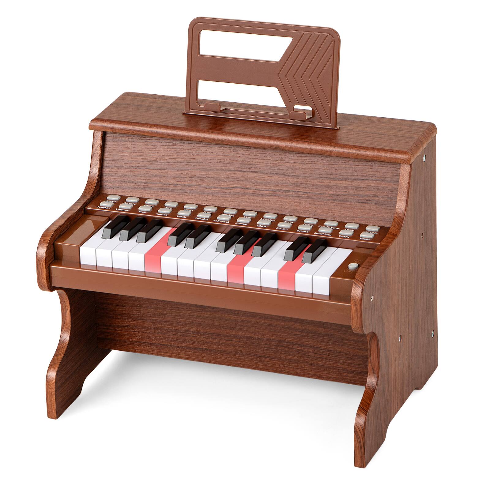 Alt View 9. Gymax - Gymax 25 Keys Digital Piano w/Music Stand Teaching Mode Lighted Keys 6 Instruments Brown - Brown.