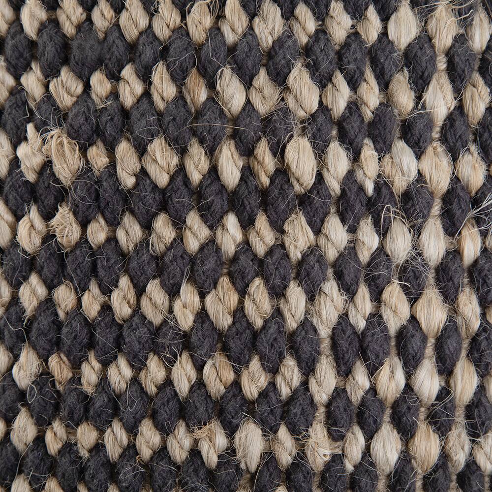 Alt View 5. Simpli Home - Larissa 18 inch Wide Round Pouf Ottoman, Sandy Natural and Ebony Jute - Sandy Natural/Ebony.