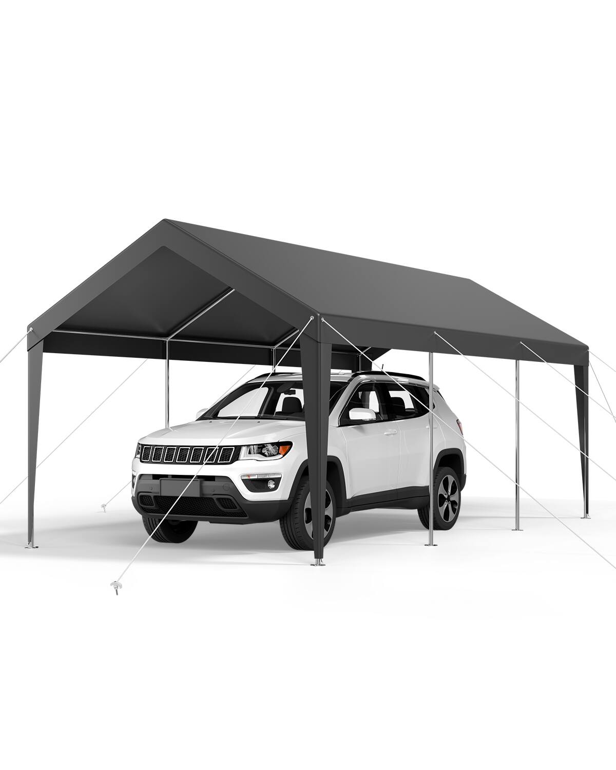 Front. VEVOR - Carport, 10 x 20 FT Outdoor Car Canopy, Potable Carport, Heavy Duty Galvanized Car Shelter - Gray.
