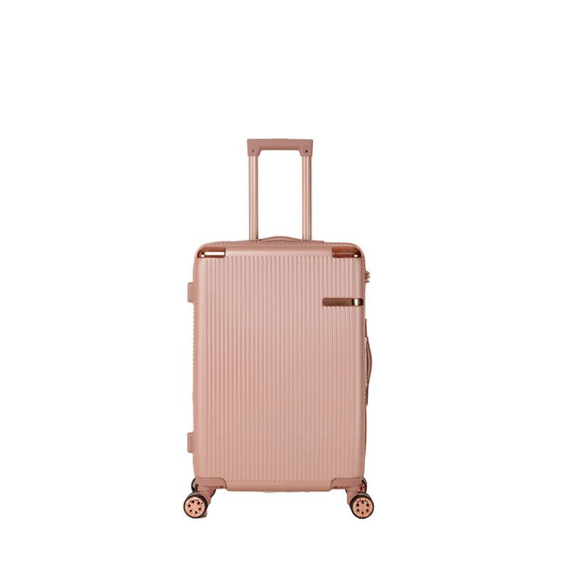 Back. HTUTWOO - Hard Luggage 4-Piece Set - 360° Dual Rotating Four-Wheel Suitcase, Password Lock, Lightweight Universal Wheel Carry-On - Rose Gold.
